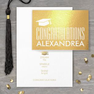 Carte Dorée Félicitations Nom Diplômé Or Moderne