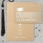 Carte Dorée Félicitations Nom Graduation Moderne Argent Réel<br><div class="desc">Félicitez le diplômé en style avec cette élégante carte de voeux de remise de diplômes en feuille d'argent réel imprimée sur du papier kraft haut de gamme. Tout le texte est simple à customiser. Le design présente une typographie minimaliste moderne, un nom personnalisé et un accueil à l'intérieur qui dit...</div>