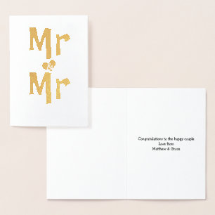 Carte Dorée Félicitations pour le mariage de M. et M.