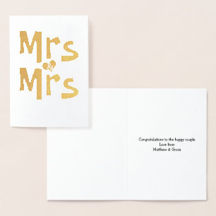 Carte Dorée Félicitations pour le mariage de Mme et Mme