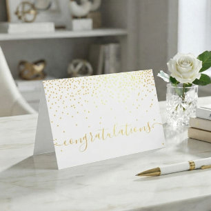 Carte Dorée Félicitations Script Glam Confetti