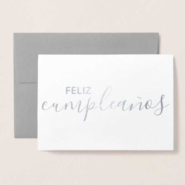 Carte Dorée Feliz Cumpleaños Elégant espagnol Joyeux anniversa (Devant avec enveloppe)