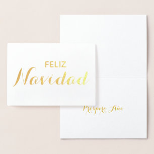 Carte Dorée Feliz Navidad Año espagnol Noël élégant Script