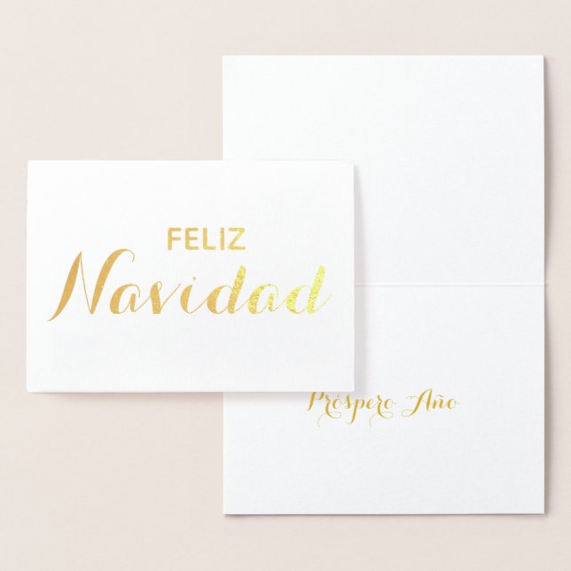 Carte Dorée Feliz Navidad Año espagnol Noël élégant Script (Affichage)