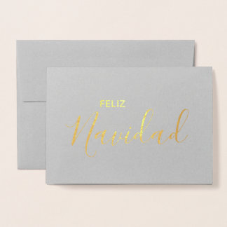 Carte Dorée Feliz Navidad Elegant Espagnol Joyeux Noël
