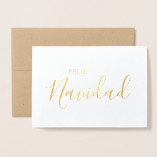 Carte Dorée Feliz Navidad Elegant Espagnol Joyeux Noël