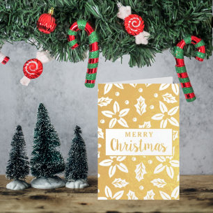 Carte Dorée Festive Fleurs de Noël