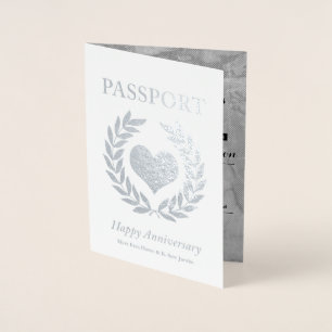 Carte Dorée Fête d'anniversaire de mariage Passeport Argent