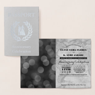 Carte Dorée Fête d'anniversaire Passeport Argent