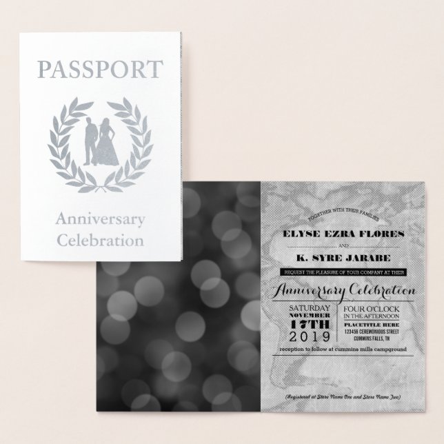 Carte Dorée Fête d'anniversaire Passeport Argent (Affichage)