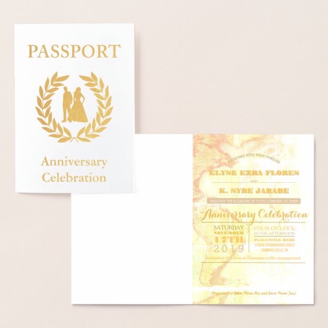 Carte Dorée Fête d'anniversaire Passeport Or (Affichage)
