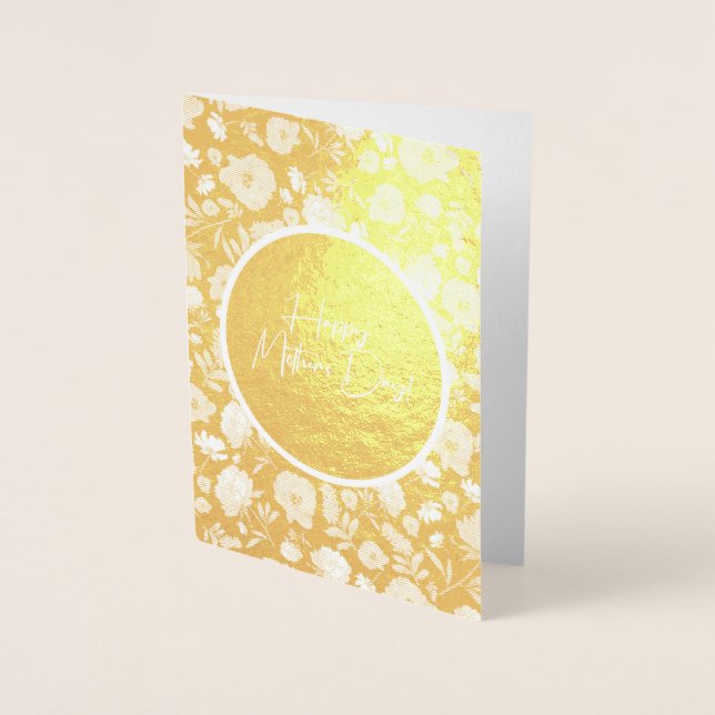 Carte Dorée Fête des Mères Florale (Devant)