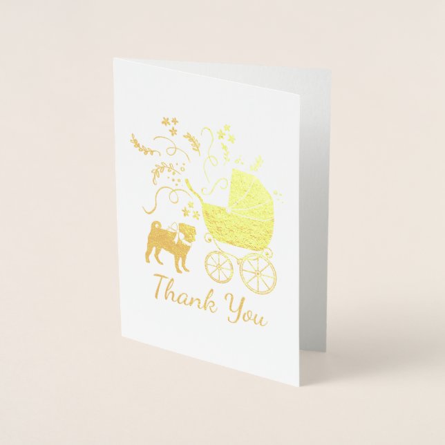 Carte Dorée Fête du thème de la fête du chien carlin (Devant)