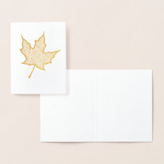 Carte Dorée Feuille d'érable en or