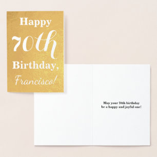 Carte Dorée Feuille d'Or de Base 70e Anniversaire + Nom Person