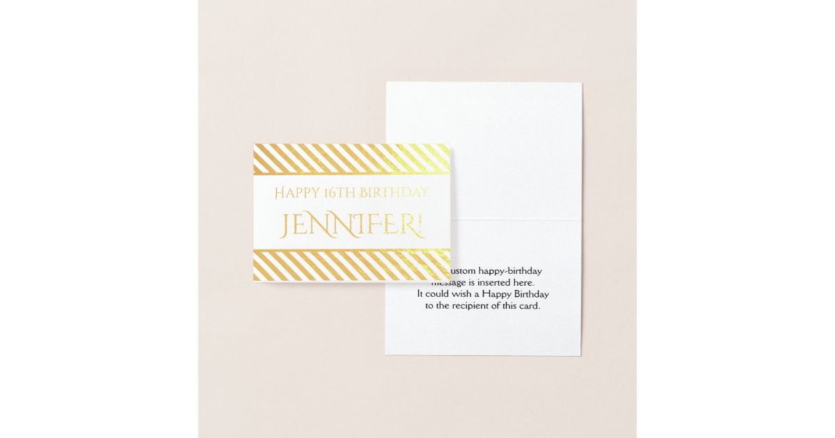 Carte Doree Feuille D Or Rayee Joyeux Anniversaire Jennifer Zazzle Fr