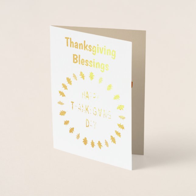 Carte Dorée Feuilles de chêne de Thanksgiving (Devant)