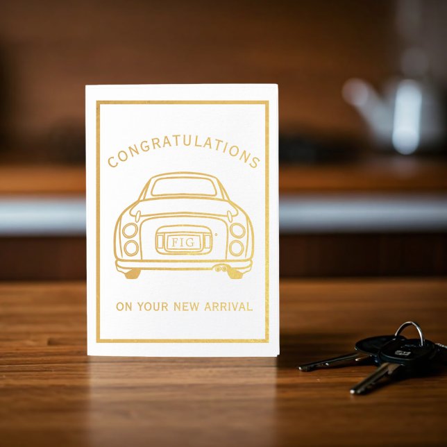 Carte Dorée Figarations Félicitations Figaro Car Foil Card (Congratulations on your new car!)