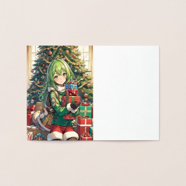 Carte Dorée Fille anime Noël (Intérieur)