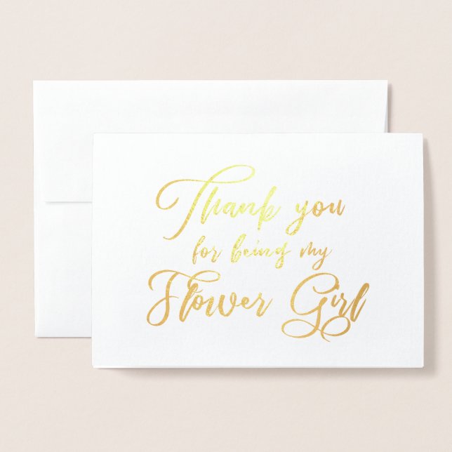 Carte Dorée Fille Fleur Magnifique Mariage Merci (Devant avec enveloppe)