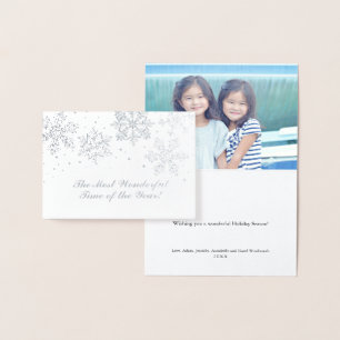 Carte Dorée Flammes de neige d'hiver dessinées à la main   Noë