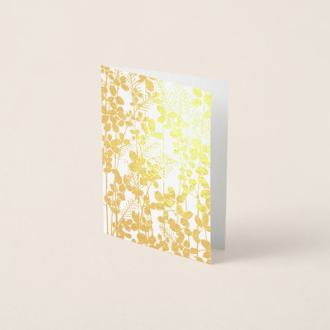 Carte Dorée Fleur de feuille bleue asiatique japonaise (Devant)