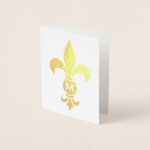 Carte Dorée Fleur De Lis Simple Moderne Note Pliée Monographiq