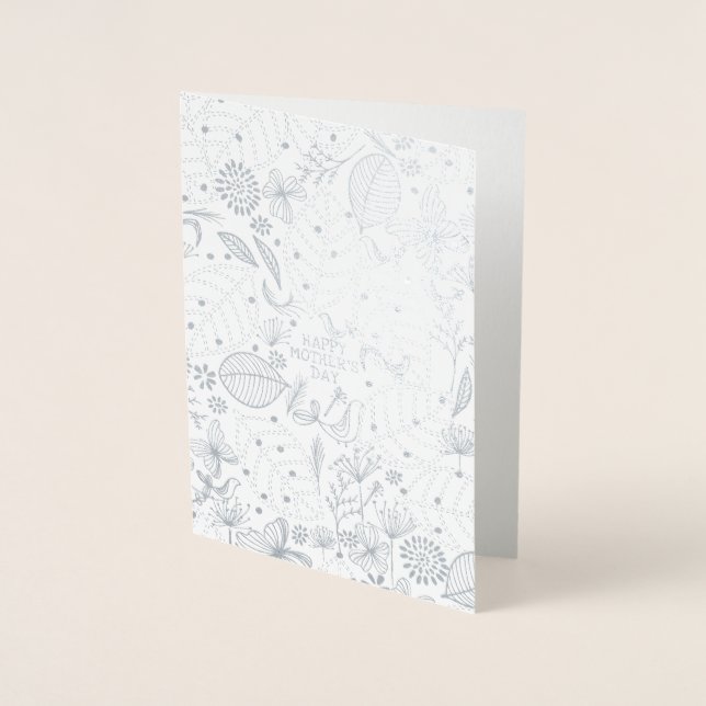 Carte Dorée Fleurs biologiques Salutation de la Fête des mères (Devant)