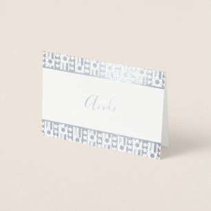 Carte Dorée Fleurs d'hiver Nom Papeterie