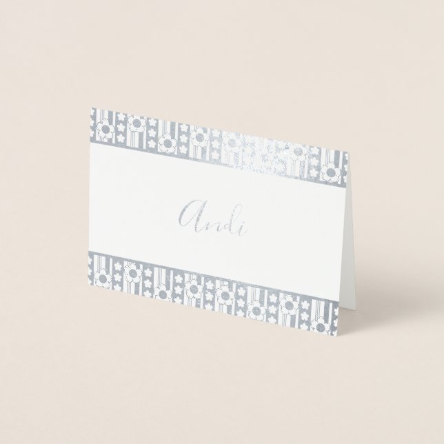 Carte Dorée Fleurs d'hiver Nom Papeterie (Devant)