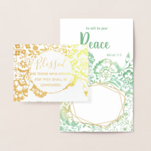 Carte Dorée Fleurs dorées et vertes Sympathie religieuse chrét