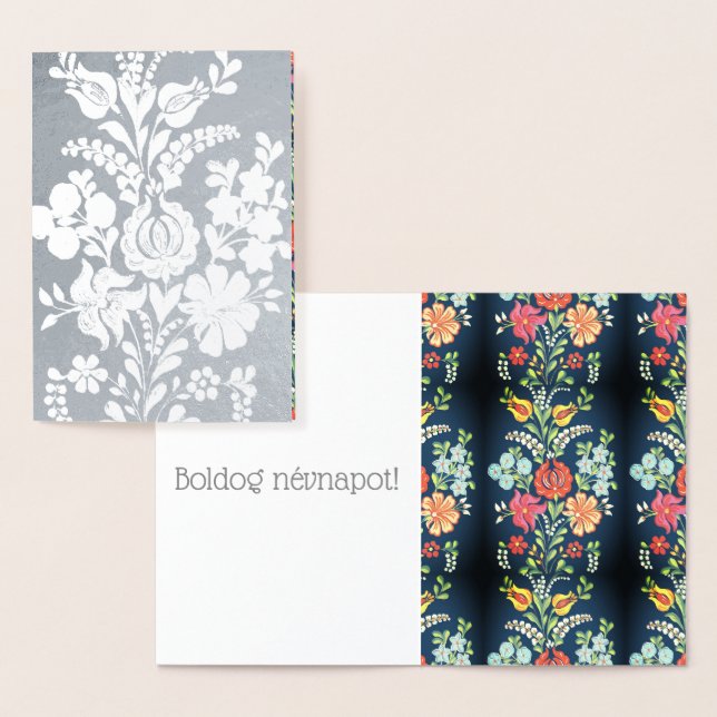Carte Dorée Fleurs hongroises - argent (Affichage)