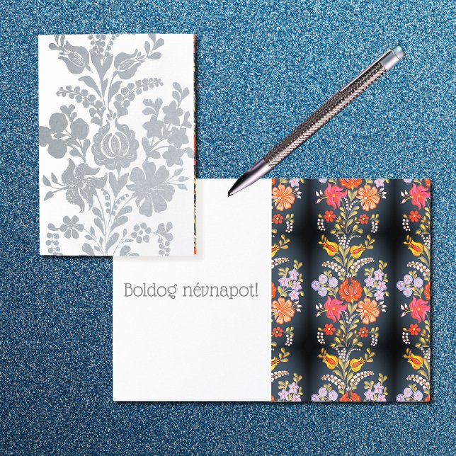 Carte Dorée Fleurs hongroises - luxe argent (Créateur téléchargé)