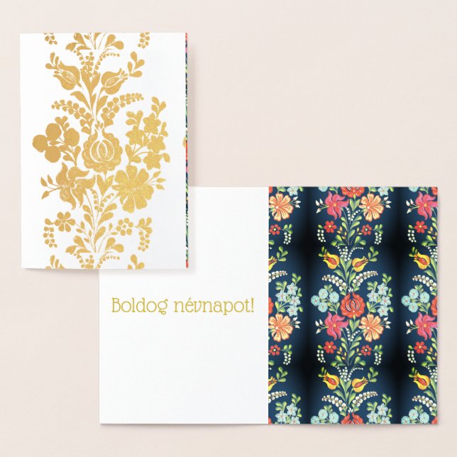 Carte Dorée Fleurs hongroises - luxe doré (Affichage)