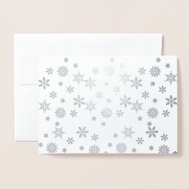 Carte Dorée Flocons d'argent brillants (Devant avec enveloppe)