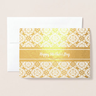 Carte Dorée Floral Happy Mother's Day avec un texte personnali