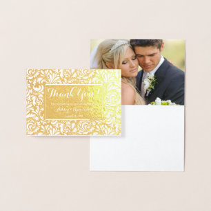 Carte Dorée Floral Real Gold Mariage photo Merci