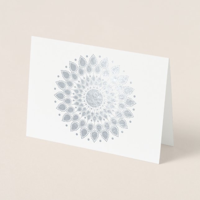 Carte Dorée Foil argenté Lotus Mandala (Devant)