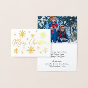 Carte Dorée Foil or moderne Joyeux Noël Snowflakes PHOTO