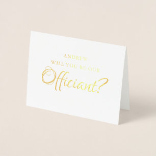 Carte Dorée Foil Seras-Tu Notre Officier ?  Mariage Mariez-nou