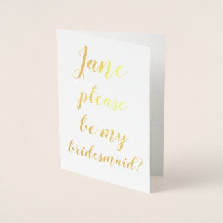 Carte Dorée FOIL Veux-tu être ma demoiselle d'honneur MARIÉE P