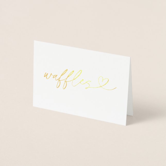 Carte Dorée Foil Waffles Food Label Wedding Table Card (Devant)