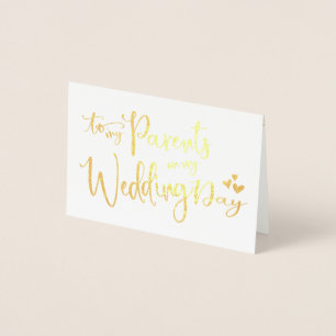 Carte Dorée Fond d'or À Mes Parents Le Jour De Mon Mariage P