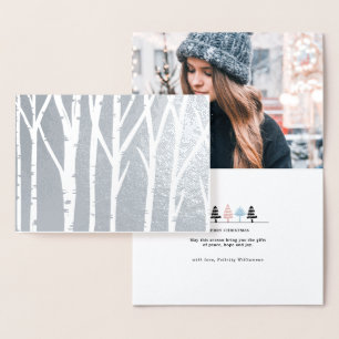 Carte Dorée Forêt de bouleaux en hiver pour photo de famille d