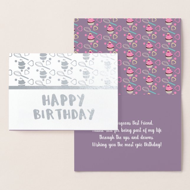 Carte Dorée Fouet géométrique confetti Cupcake Anniversaire (Affichage)