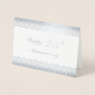Carte Dorée Frontière florale du 25e anniversaire du Mariage d