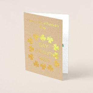 Carte Dorée Gay Fier Irlandais LGBT Rainbow Shamrocks