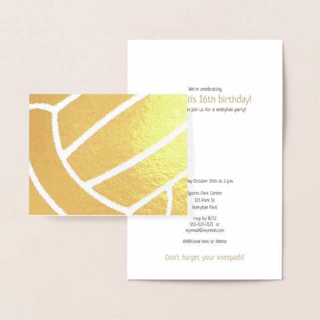 Carte Dorée Girl's volleyball sports related birthday gold (Affichage)