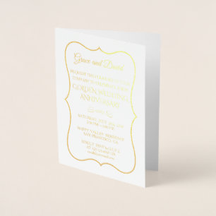 Carte Dorée Glam Real Gold Foil 50e anniversaire Mariage
