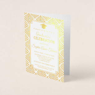 Carte Dorée Glam Real Gold Foil Art Déco Graduation Party